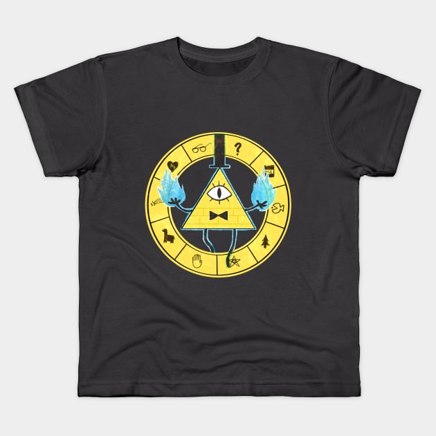 Bill Cipher - Gravity Falls (Dark background) Kids T-Shirt by renaesense